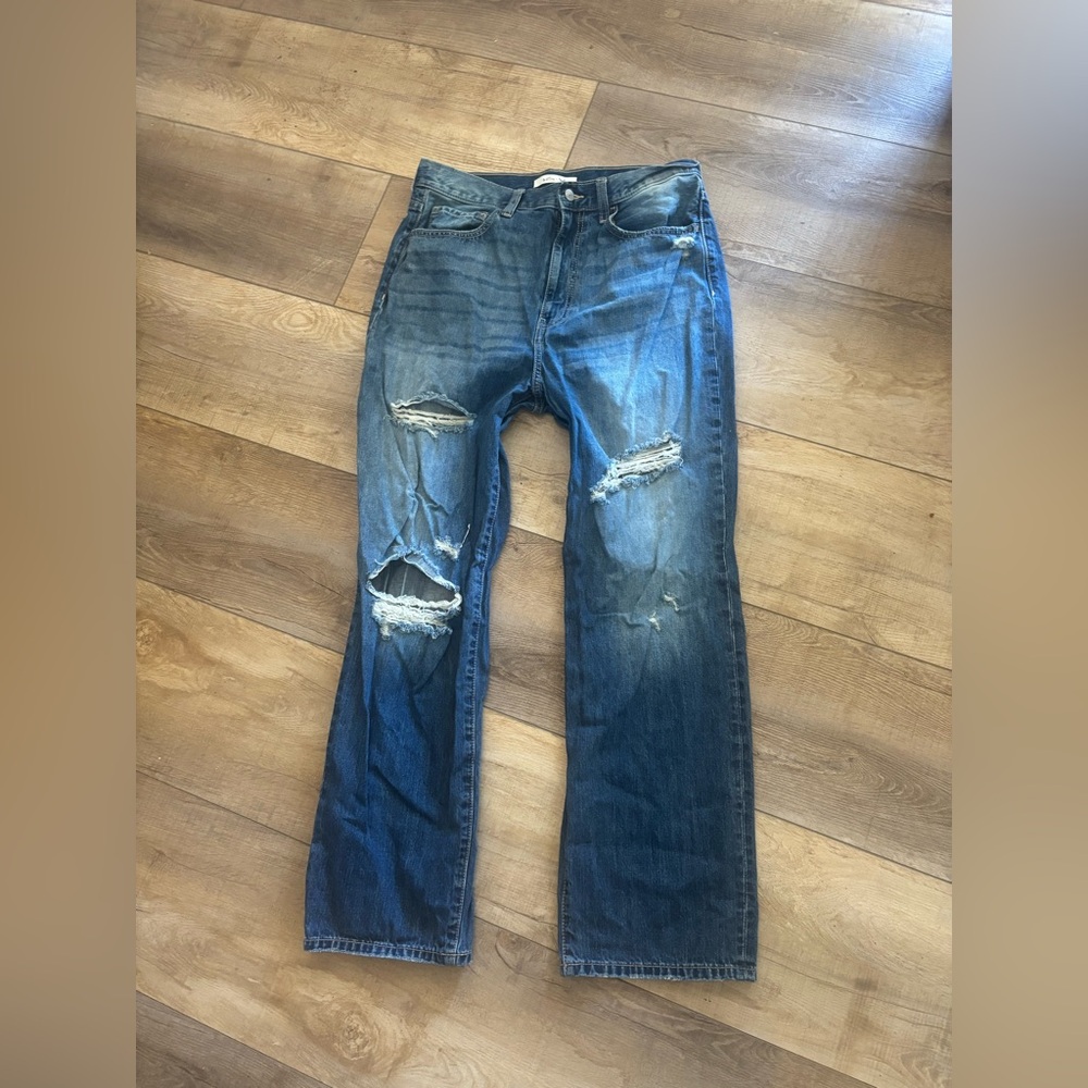 Willow & Root Dad Jeans Relaxed Distressed Blue Jeans
